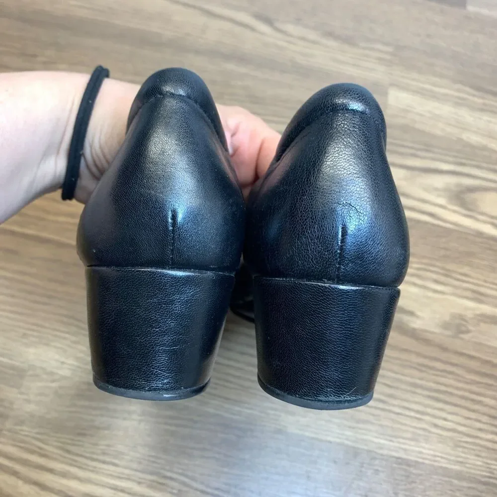 Josef Seibel Slip On Shoe‎ Black Laser Cut Leather Wedge Size 39
